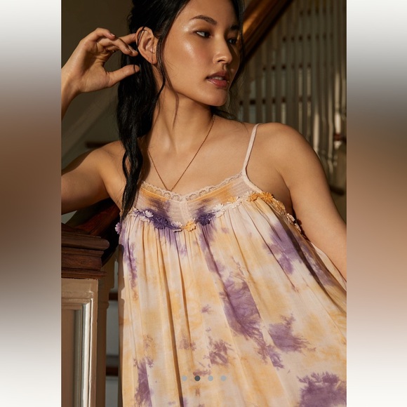 Anthropologie Tie-Dye Mini Tunic Dress Slip Dress Bohemian Festival Ballet core - Picture 2 of 13